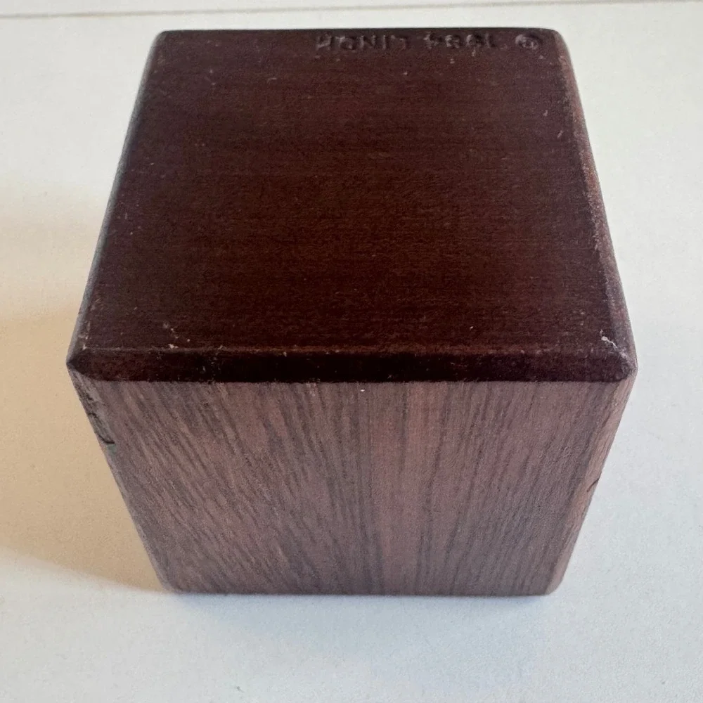 Vintage 1984 Lindh Writers Block Wood Cube Novelty Desk Paperweight 2.5 Inch